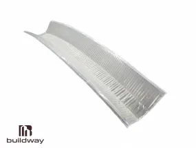 Curved steel panel section for a Quonset prefab building by Buildway, displayed on a white background to show the corrugated metal design.