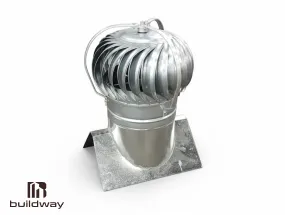 Silver metal turbine vent for Quonset buildings by Buildway, featuring a rotating dome design for ventilation, displayed on a white background.